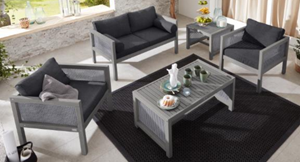 CANE Rattan Lounge Set dunkel, 5-teilig